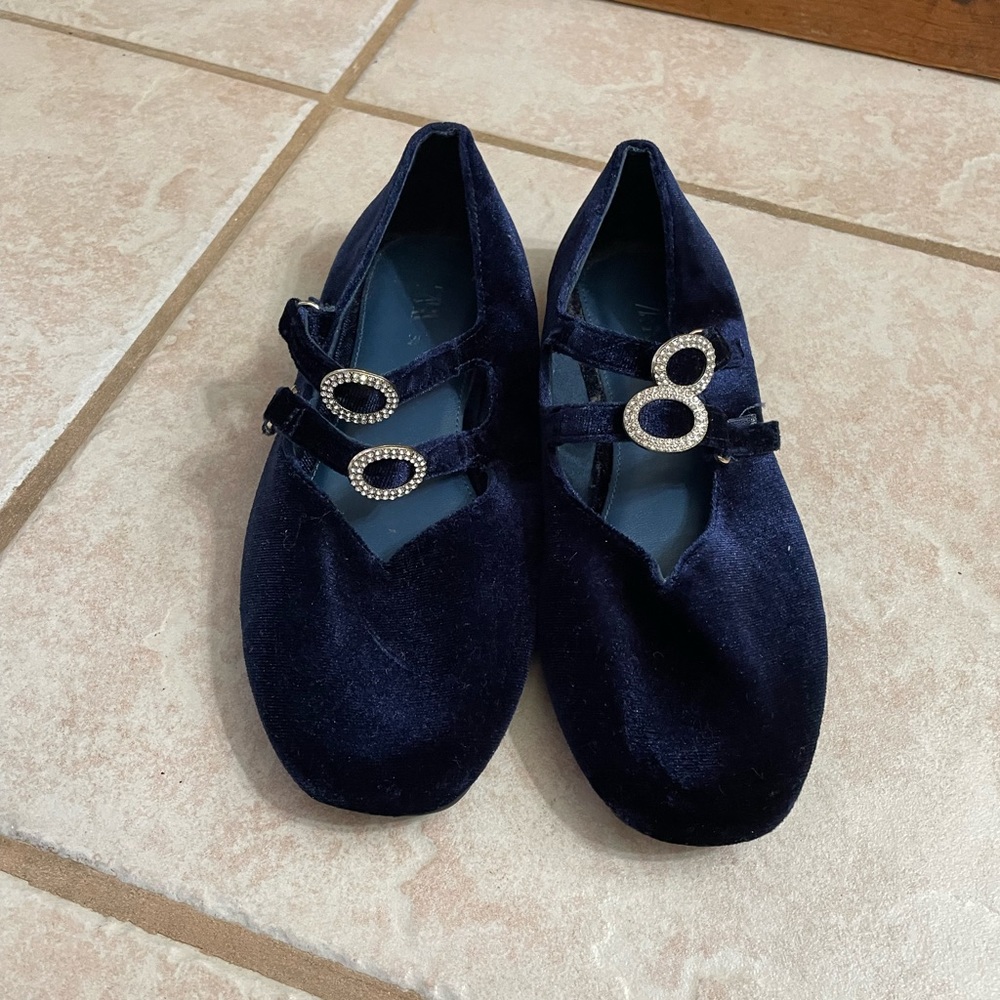 Zara girls Girls Blue Velvet Flats